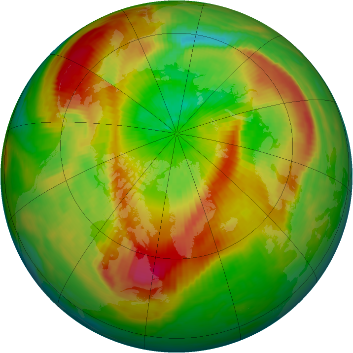 Arctic ozone map for 28 March 1990